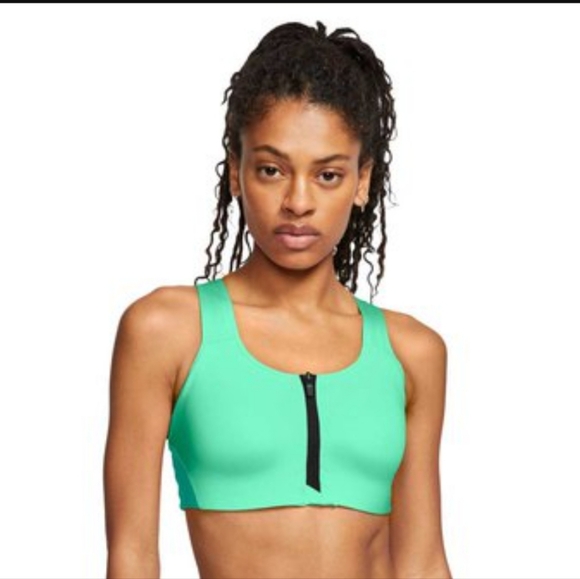 Nike Shape High Support Zip Front Closure Sports Bra Green Women's Small - Picture 2 of 5